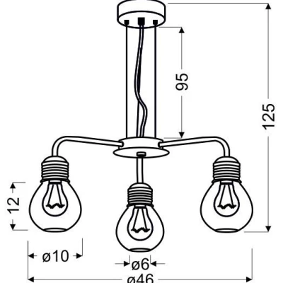 Závesné moderné trojramenné osvetlenie GLIVA - 3xE27, 60W, chrómované