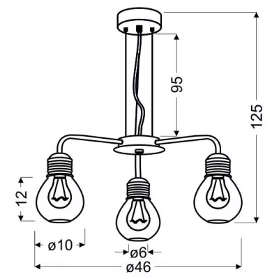Závesné moderné trojramenné osvetlenie GLIVA - 3xE27, 60W, chrómované