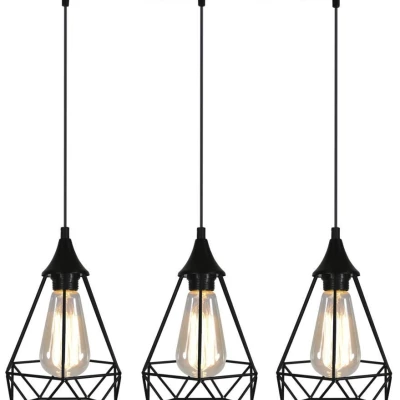 Závesný luster nad jedálenský stôl GRAF - 3xE27, 60W, čierny