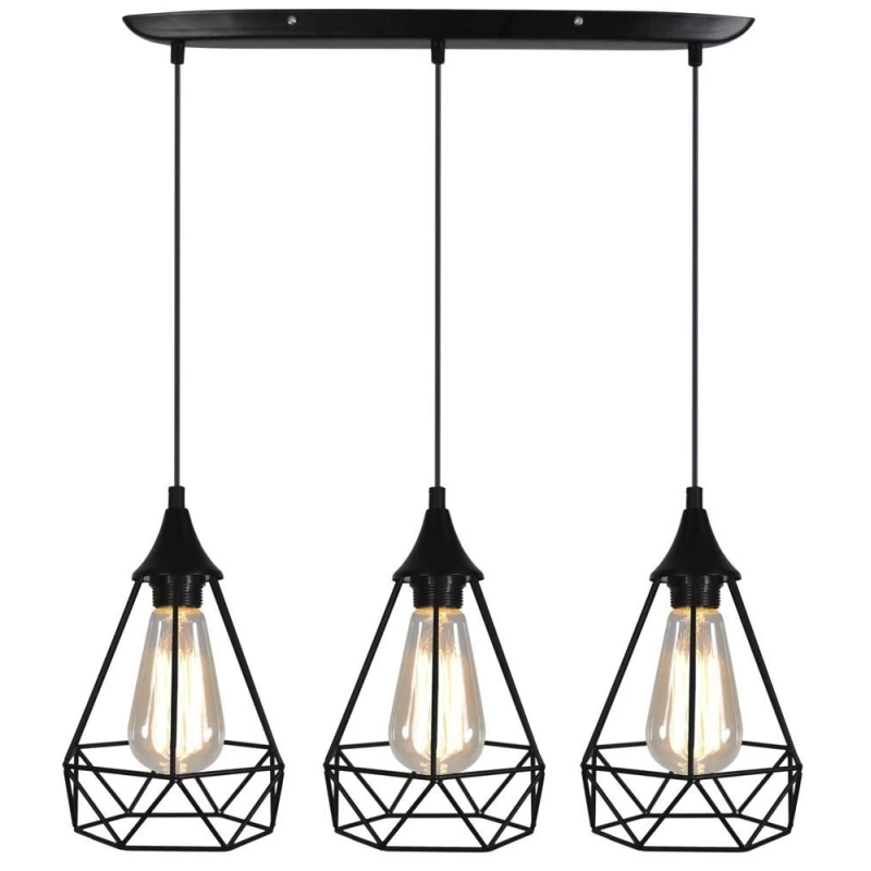Závesný luster nad jedálenský stôl GRAF - 3xE27, 60W, čierny