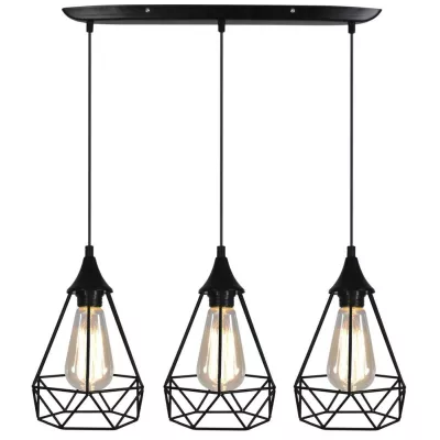 Závesný luster nad jedálenský stôl GRAF - 3xE27, 60W, čierny