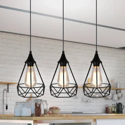 Závesný luster nad jedálenský stôl GRAF - 3xE27, 60W, čierny