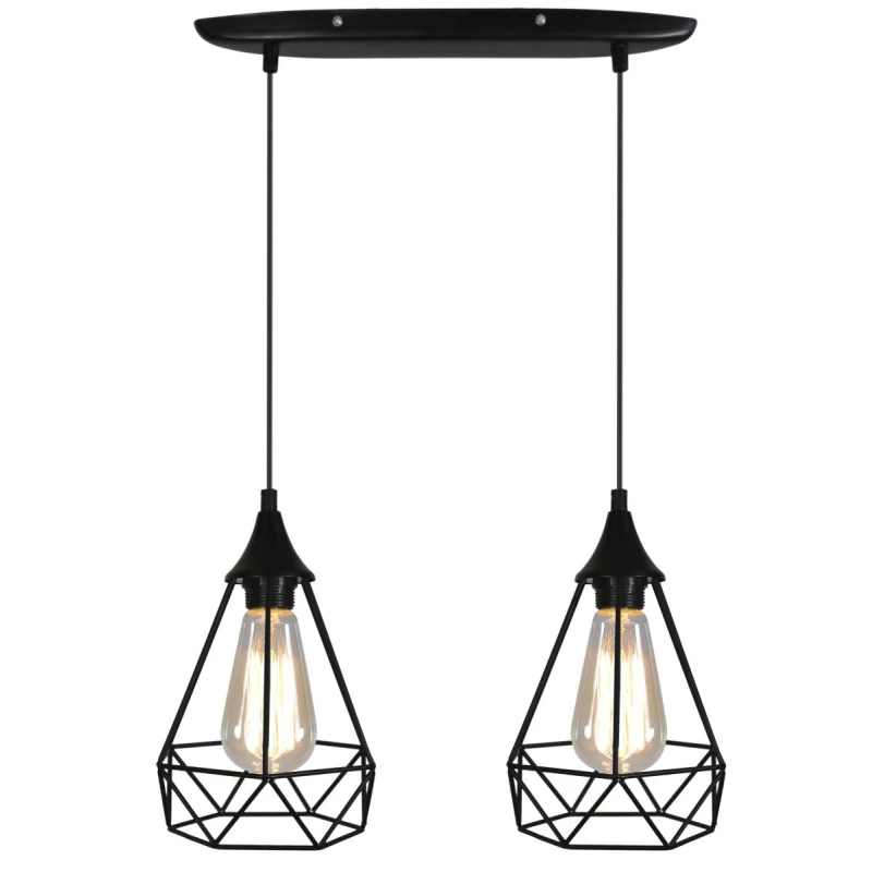 Závesný luster nad jedálenský stôl GRAF - 2xE27, 60W, čierny