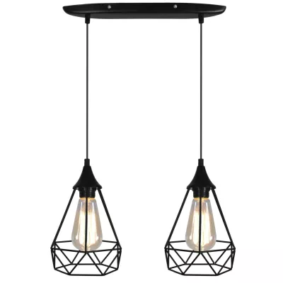 Závesný luster nad jedálenský stôl GRAF - 2xE27, 60W, čierny