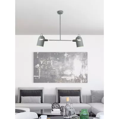 Závesný bodový luster nad jedálenský stôl GRAY - 2xE27, 40W, sivý