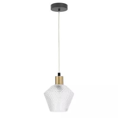 Závesné osvetlenie GRENIKO - 1xE14, 40W, čierne / zlaté / číre