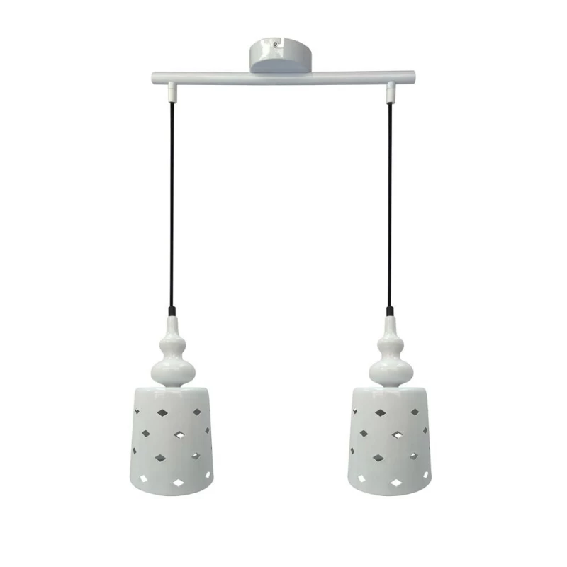 Závesné moderné osvetlenie nad jedálenský stôl HAMP - 2xE27, 60W, biele
