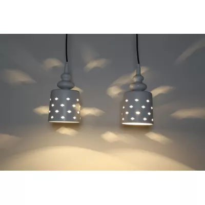 Závesné moderné osvetlenie nad jedálenský stôl HAMP - 2xE27, 60W, biele