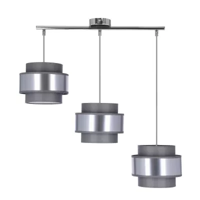 Závesné moderné osvetlenie nad jedálenský stôl HARE - 3xE27, 60W, chrómované / strieborné / šedé