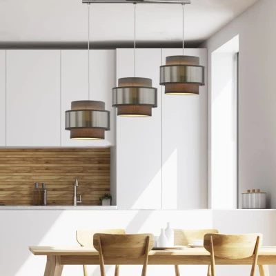 Závesné moderné osvetlenie nad jedálenský stôl HARE - 3xE27, 60W, chrómované / strieborné / šedé