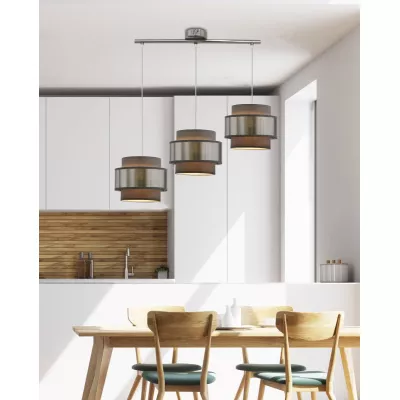 Závesné moderné osvetlenie nad jedálenský stôl HARE - 3xE27, 60W, chrómované / strieborné / šedé