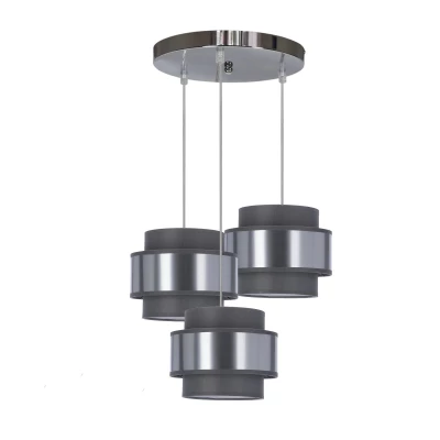 Závesné okrúhle moderné svietidlo HARE - 3xE27, 60W, chrómované / strieborné / šedé