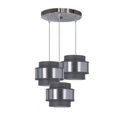 Závesné okrúhle moderné svietidlo HARE - 3xE27, 60W, chrómované / strieborné / šedé