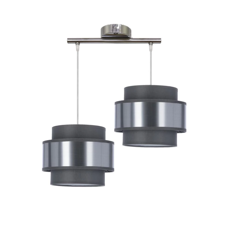 Závesné moderné osvetlenie nad jedálenský stôl HARE - 2xE27, 60W, chrómované / strieborné / šedé