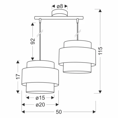 Závesné moderné osvetlenie nad jedálenský stôl HARE - 2xE27, 60W, chrómované / strieborné / šedé