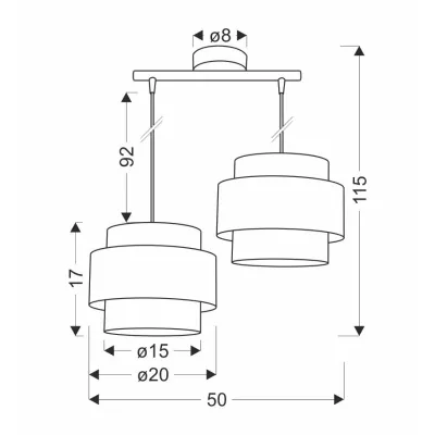 Závesné moderné osvetlenie nad jedálenský stôl HARE - 2xE27, 60W, chrómované / strieborné / šedé