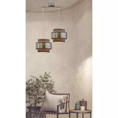Závesné moderné osvetlenie nad jedálenský stôl HARE - 2xE27, 60W, chrómované / strieborné / šedé