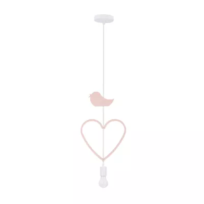 Závesné osvetlenie do detskej izby HEART - 1xE27, 20W, ružové / biele