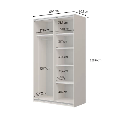 Šatníková skriňa 120 cm DEVORAH s posuvnými dverami - dub