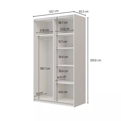 Šatníková skriňa 120 cm DEVORAH s posuvnými dverami - dub