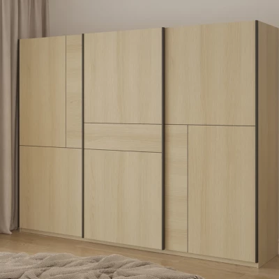 Šatníková skriňa 270 cm DEVORAH s posuvnými dverami - dub