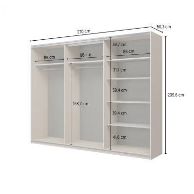 Šatníková skriňa 270 cm DEVORAH s posuvnými dverami - dub
