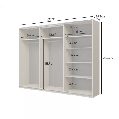 Šatníková skriňa 270 cm DEVORAH s posuvnými dverami - dub