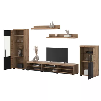 Nábytok do obývačky DEIDRE - dub wotan / čierny
