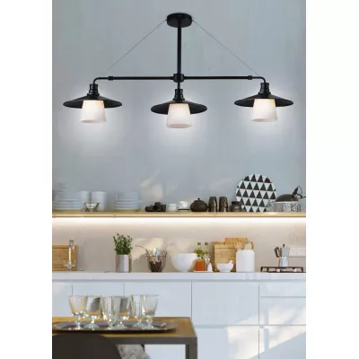 Závesné loftové osvetlenie nad jedálenský stôl LOFT - 3xE27, 60W, čierne
