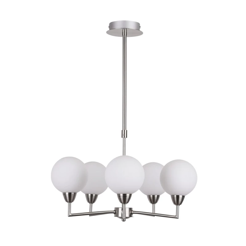 Závesné päťramenné osvetlenie LOGOS - 5xG9, 25W, strieborné / biele