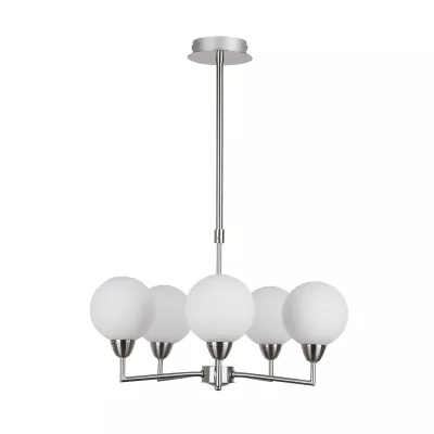 Závesné päťramenné osvetlenie LOGOS - 5xG9, 25W, strieborné / biele