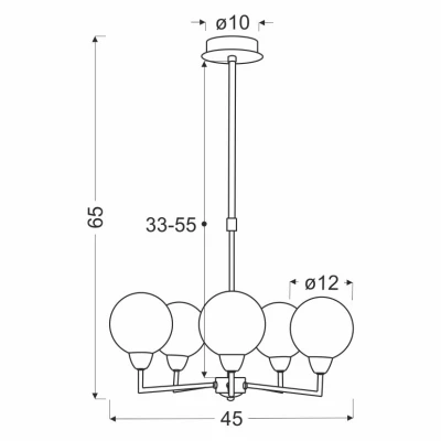 Závesné päťramenné osvetlenie LOGOS - 5xG9, 25W, strieborné / biele