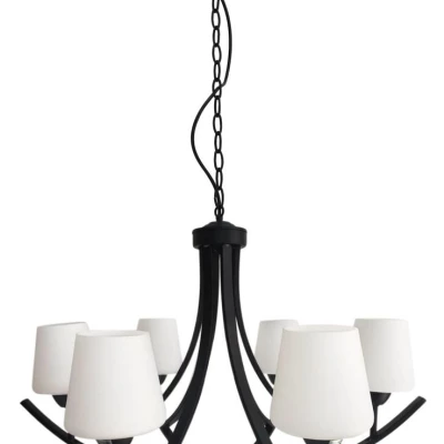 Závesné šesťramenné osvetlenie LONDYN - 6xE27, 60W, biele / čierne