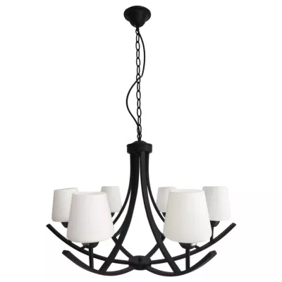 Závesné šesťramenné osvetlenie LONDYN - 6xE27, 60W, biele / čierne