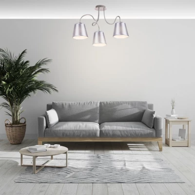 Závesné moderné trojramenné osvetlenie LUK - 3xE14, 40W, chrómované / šedostrieborné