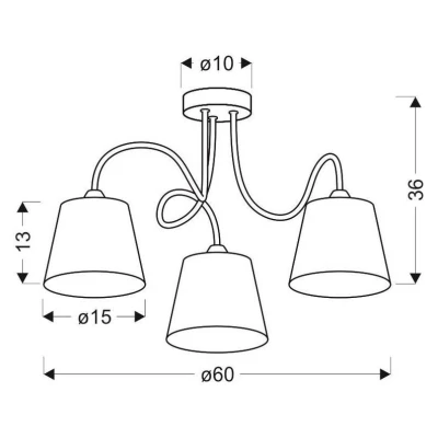 Závesné moderné trojramenné osvetlenie LUK - 3xE14, 40W, chrómované / šedostrieborné