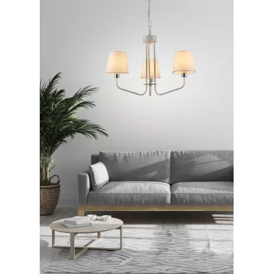 Závesný trojiramenný luster na reťazi LUMINOR - 3xE14, 60W, biely