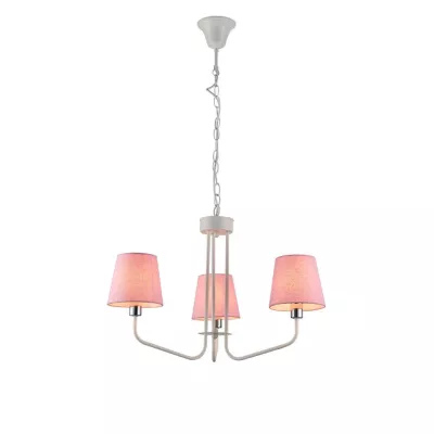 Závesný trojiramenný luster na reťazi LUMINOR - 3xE14, 60W, biely / ružový