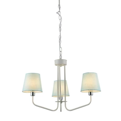 Závesný trojiramenný luster na reťazi LUMINOR - 3xE14, 60W, biely / modrý