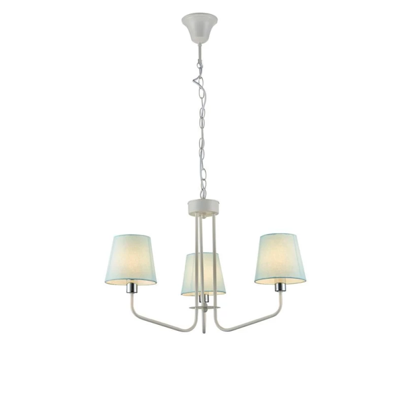 Závesný trojiramenný luster na reťazi LUMINOR - 3xE14, 60W, biely / modrý