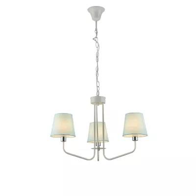 Závesný trojiramenný luster na reťazi LUMINOR - 3xE14, 60W, biely / modrý