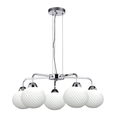 Moderné závesné päťramenné svietidlo MADRYT - 5xE27, 60W, chrómované / biele