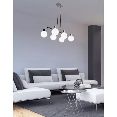 Závesné svetlo nad jedálenský stôl MALDUS - 6xG9, 40W, chrómované / biele