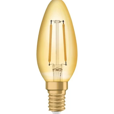 Vintage filamentová LED žiarovka - E14, sviečka, 2,5W, 2400K (teplá biela)