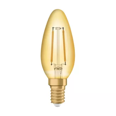 Vintage filamentová LED žiarovka - E14, sviečka, 2,5W, 2400K (teplá biela)