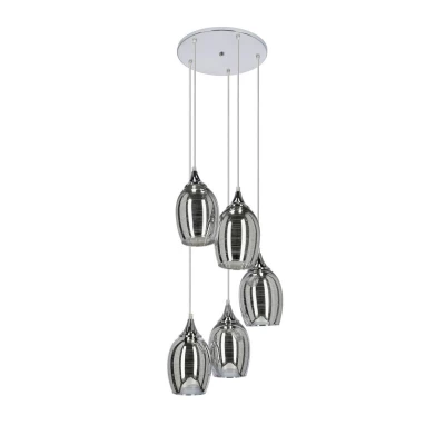 Závesné moderné osvetlenie MARINA - 5xE27, 60W, chrómované