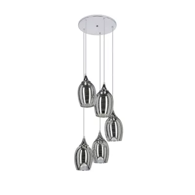 Závesné moderné osvetlenie MARINA - 5xE27, 60W, chrómované