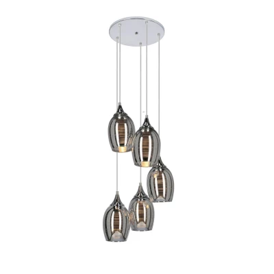 Závesné moderné osvetlenie MARINA - 5xE27, 60W, chrómované