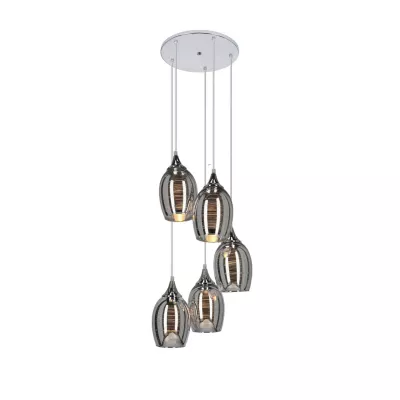 Závesné moderné osvetlenie MARINA - 5xE27, 60W, chrómované
