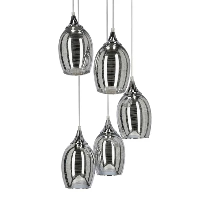 Závesné moderné osvetlenie MARINA - 5xE27, 60W, chrómované